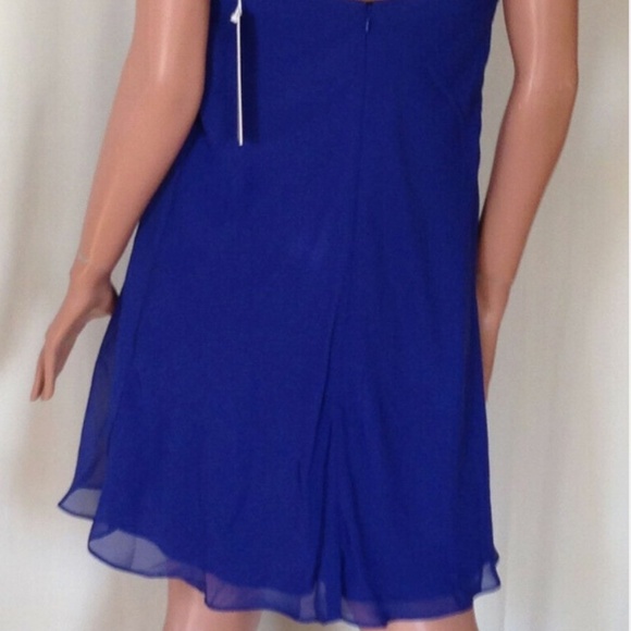 Designer Minimalist Chiffon Baby Doll Mini Bridesmaid/Party Dress Royal Blue~6 - Picture 5 of 9